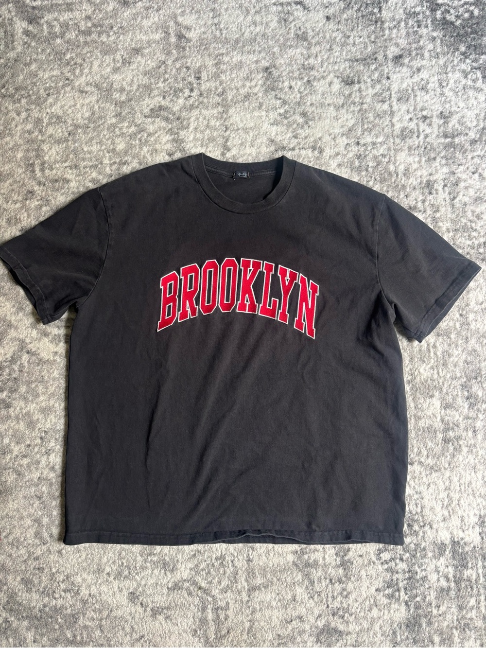 Brandy Melville Black Tee with Red BROOKLYN Arch